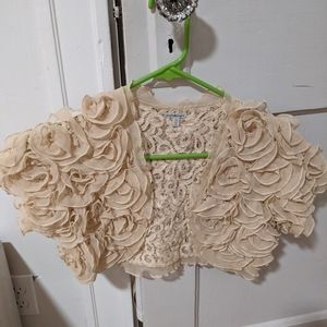 Shrug. Lacey cream, chiffon style XS. Charlotte Russe. Wedding /Christmas outfit
